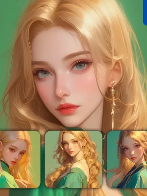 Midjourney Prompt Green Beautiful Woman Girl Lady Face Portrait Animation Cartoon