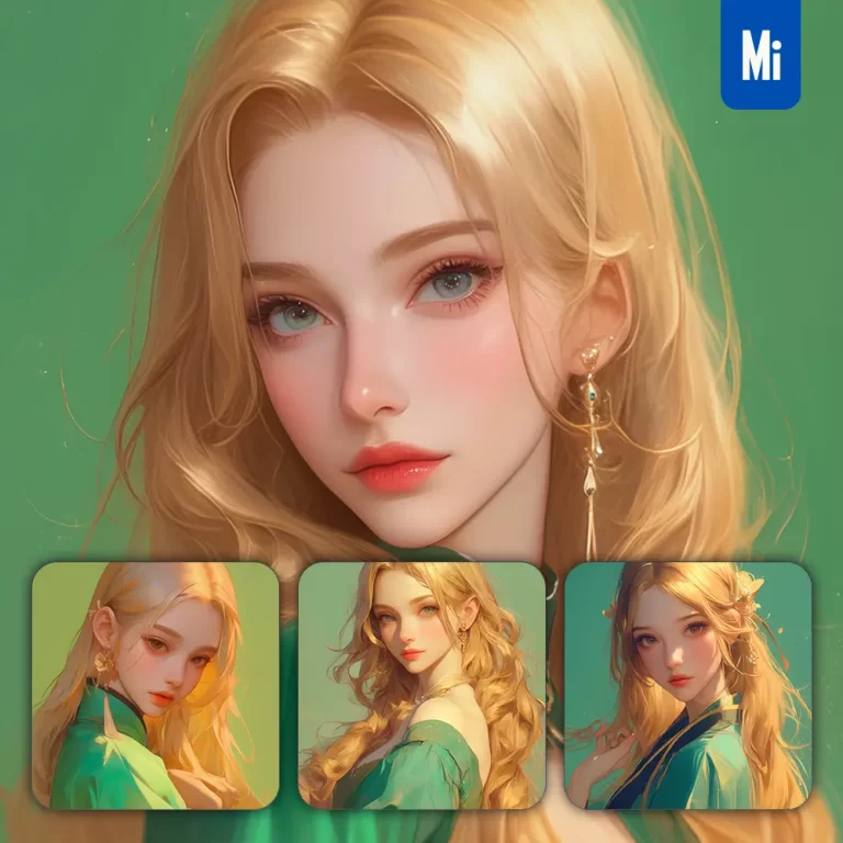 midjourney prompt green beautiful woman girl lady face portrait animation cartoon