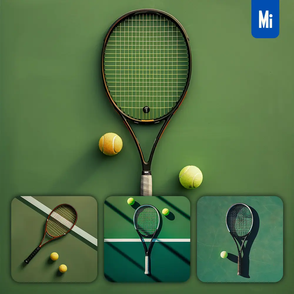 Midjourney Prompt Green Sport Tennis Ball Racket Court Photography