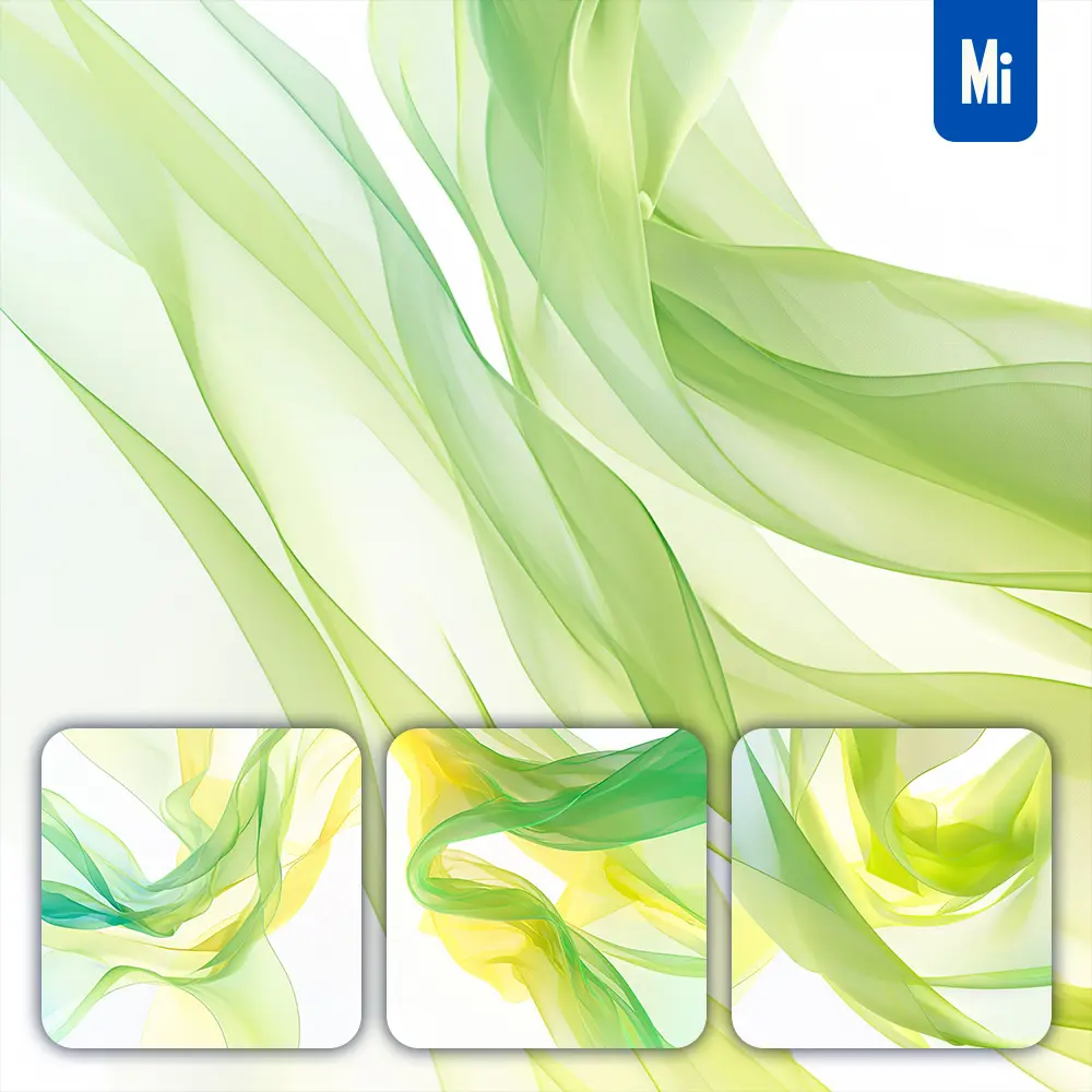 Midjourney Prompt Green Yellow Voile Fabric Abstract Background Minimalism Fluid Wavy