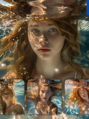 Midjourney Prompt Head Face Portrait Lady Girl Woman Water Underwater Swimming Photography
