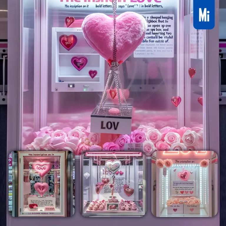 midjourney prompt heart Valentine’s Day rose box claw machine love pink photography