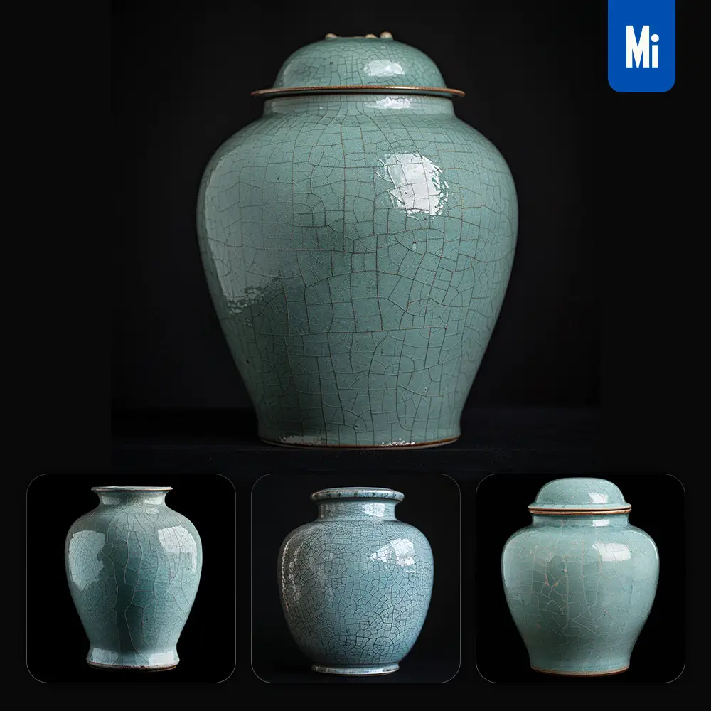 Midjourney Prompt Jar Chinese Porcelain China Crackle Glaze Pattern Ceramic Photography