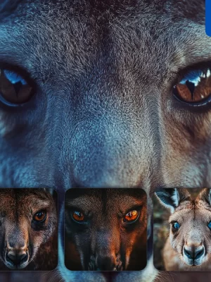 Midjourney Prompt Kangaroo Eyes Head Straight Face Detailed Close Up Photography