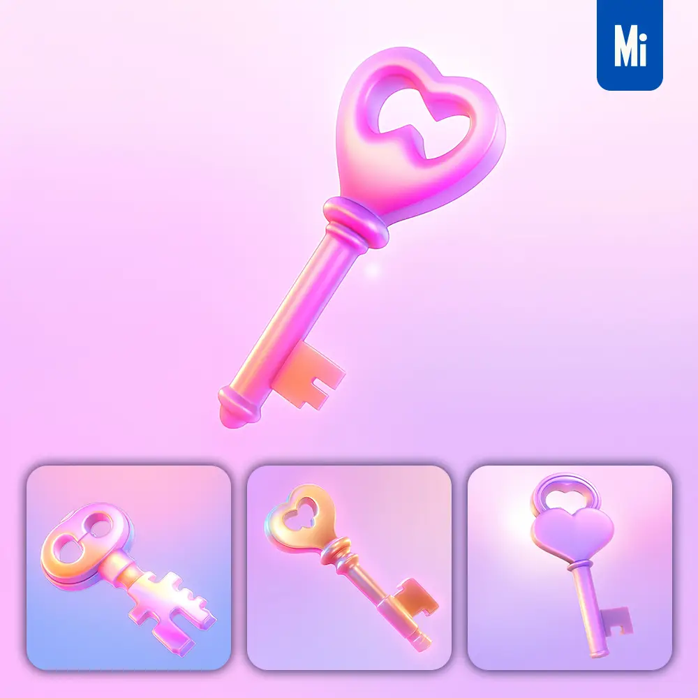 Midjourney Prompt Key 3d Icon Game Cartoon Cute Lovely