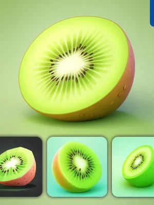 Midjourney Prompt Kiwi Fruit 3d Icon Game Cartoon Cute Lovely