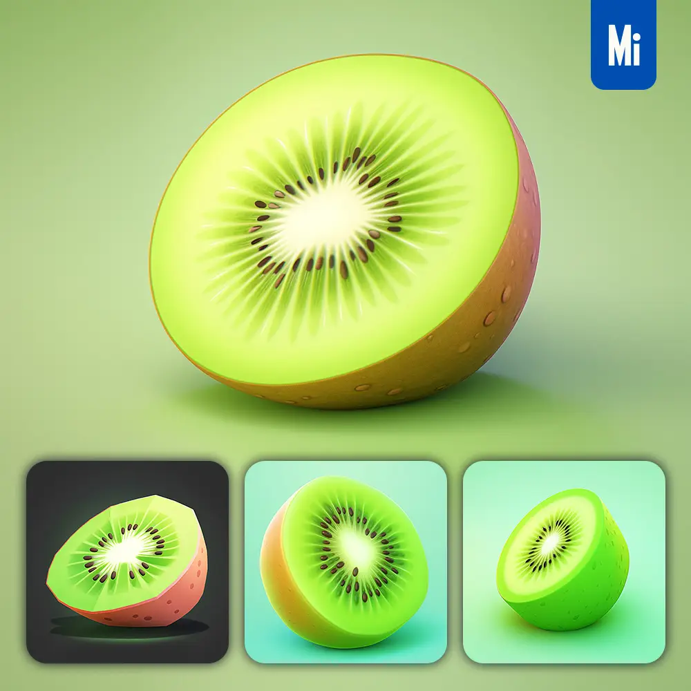 Midjourney Prompt Kiwi Fruit 3d Icon Game Cartoon Cute Lovely