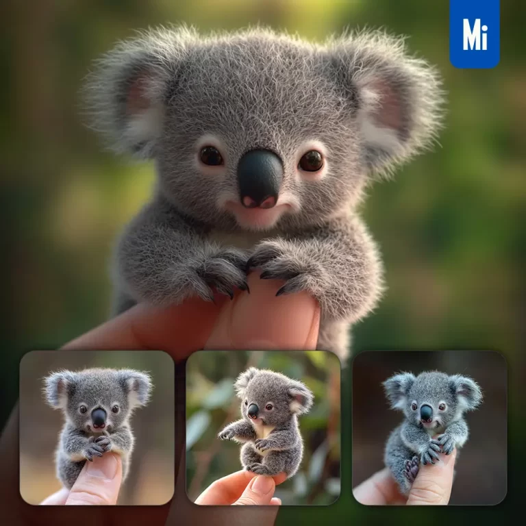 midjourney prompt koala little baby small tiny finger cute photography