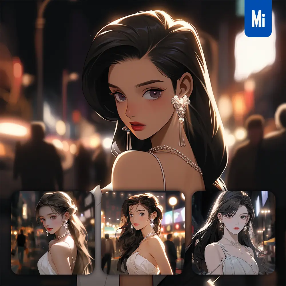 midjourney prompt lady girl beautiful dress princess animation cartoon