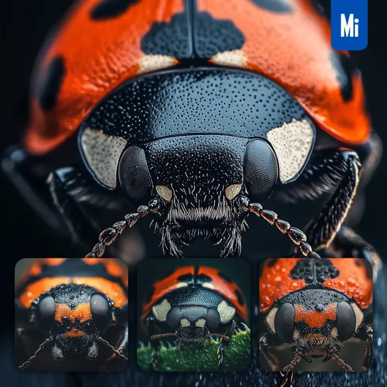 midjourney prompt ladybug head eyes detailed close up photography