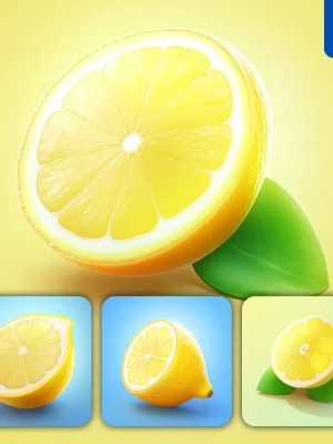 Midjourney Prompt Lemon 3d Icon Game Cartoon Cute Lovely