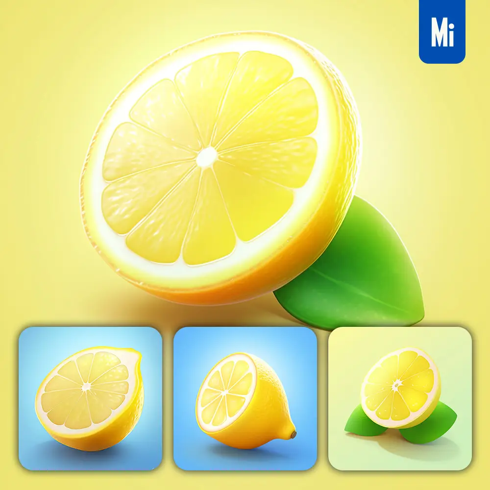 Midjourney Prompt Lemon 3d Icon Game Cartoon Cute Lovely