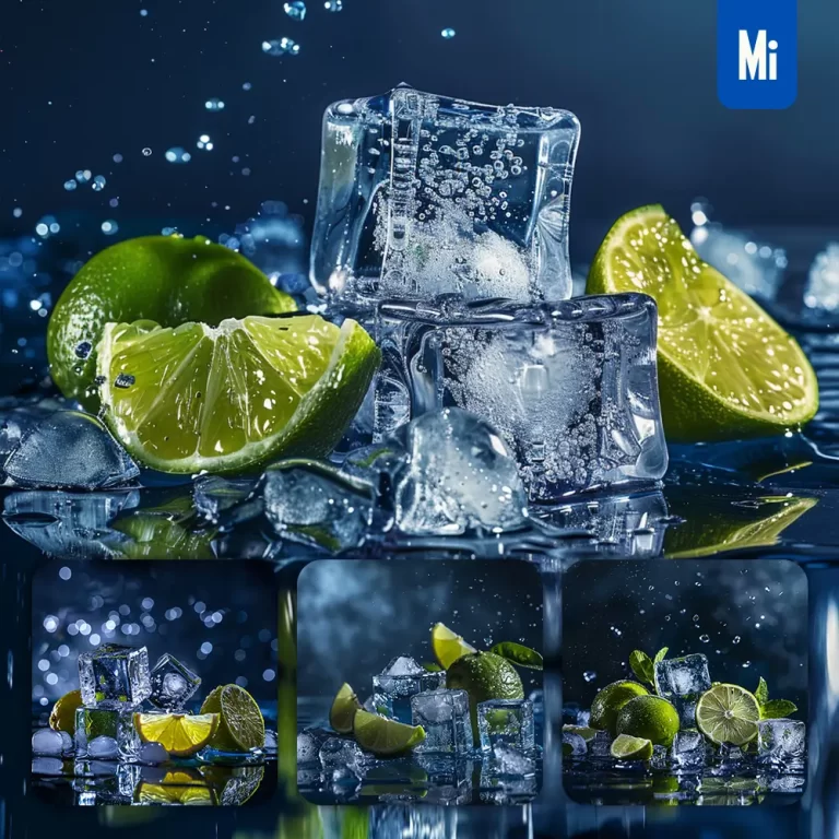 midjourney prompt lime ice cube water photography
