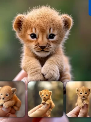 Midjourney Prompt Lion Little Baby Small Tiny Finger Cute Photography