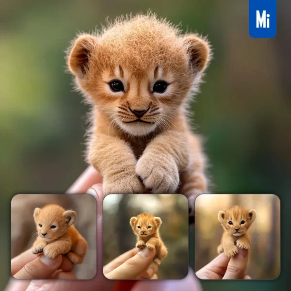 Midjourney Prompt Lion Little Baby Small Tiny Finger Cute Photography