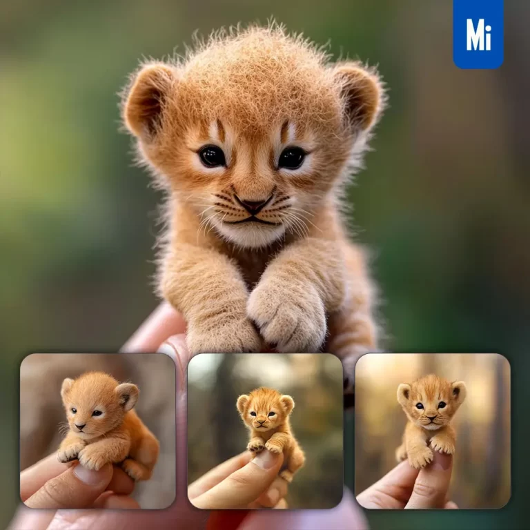 midjourney prompt lion little baby small tiny finger cute photography