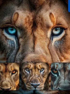 Midjourney Prompt Lion Male Eyes Head Straight Face Detailed Close Up Photography