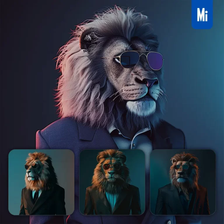 midjourney prompt lion sunglasses suit coat esquire fashion vogue photography