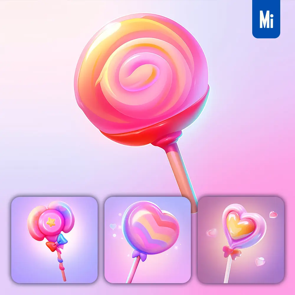 Midjourney Prompt Lollipop 3d Icon Game Cartoon Cute Lovely