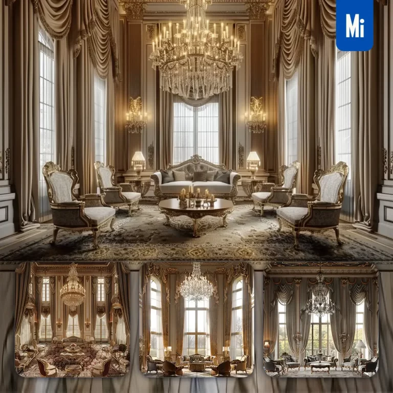 midjourney prompt luxurious living room ornate furniture chandelier window opulent photography
