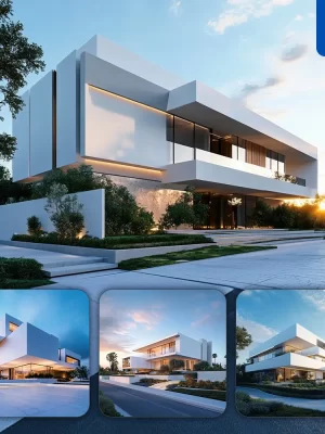 Midjourney Prompt Luxury Modern Villa House Architecture Sky 3d Rendering