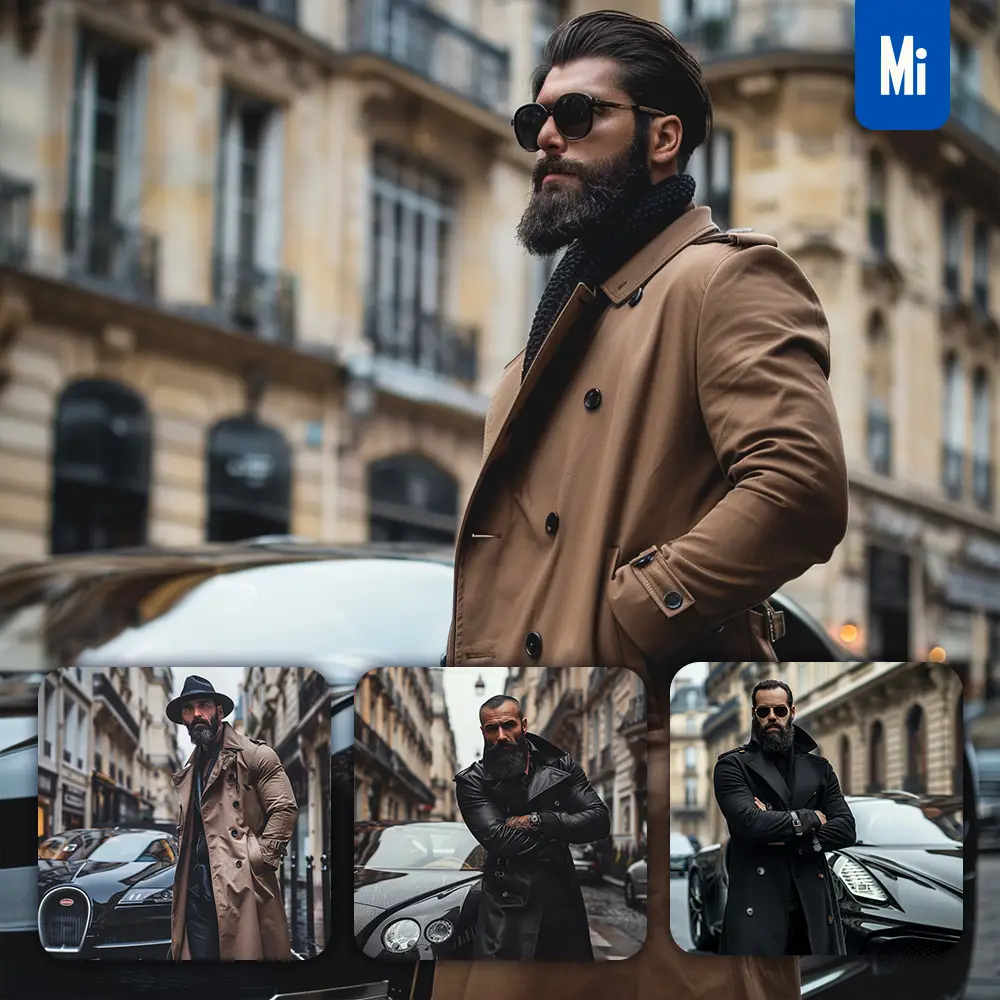 midjourney prompt man suit gentleman elegance fashion handsome luxury watch street car photography