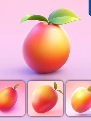 Midjourney Prompt Mango 3d Icon Game Cartoon Cute Lovely