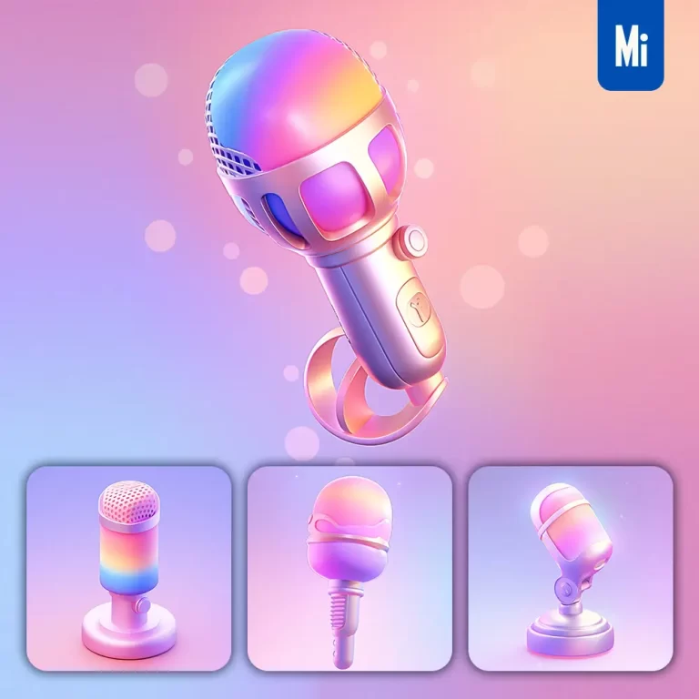midjourney prompt microphone MIC 3D icon game cartoon cute lovely