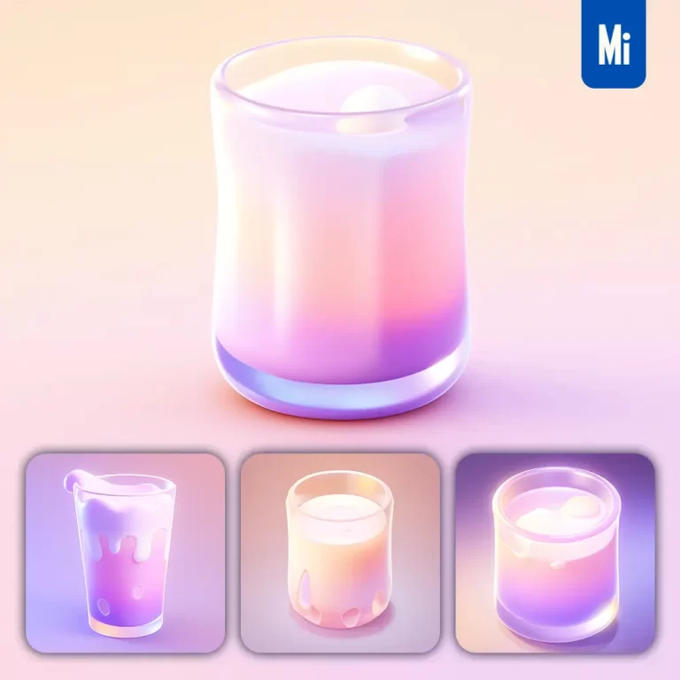 midjourney prompt milk glass 3D icon game cartoon cute lovely