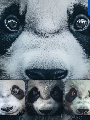 Midjourney Prompt Panda Eyes Head Straight Face Detailed Close Up Photography