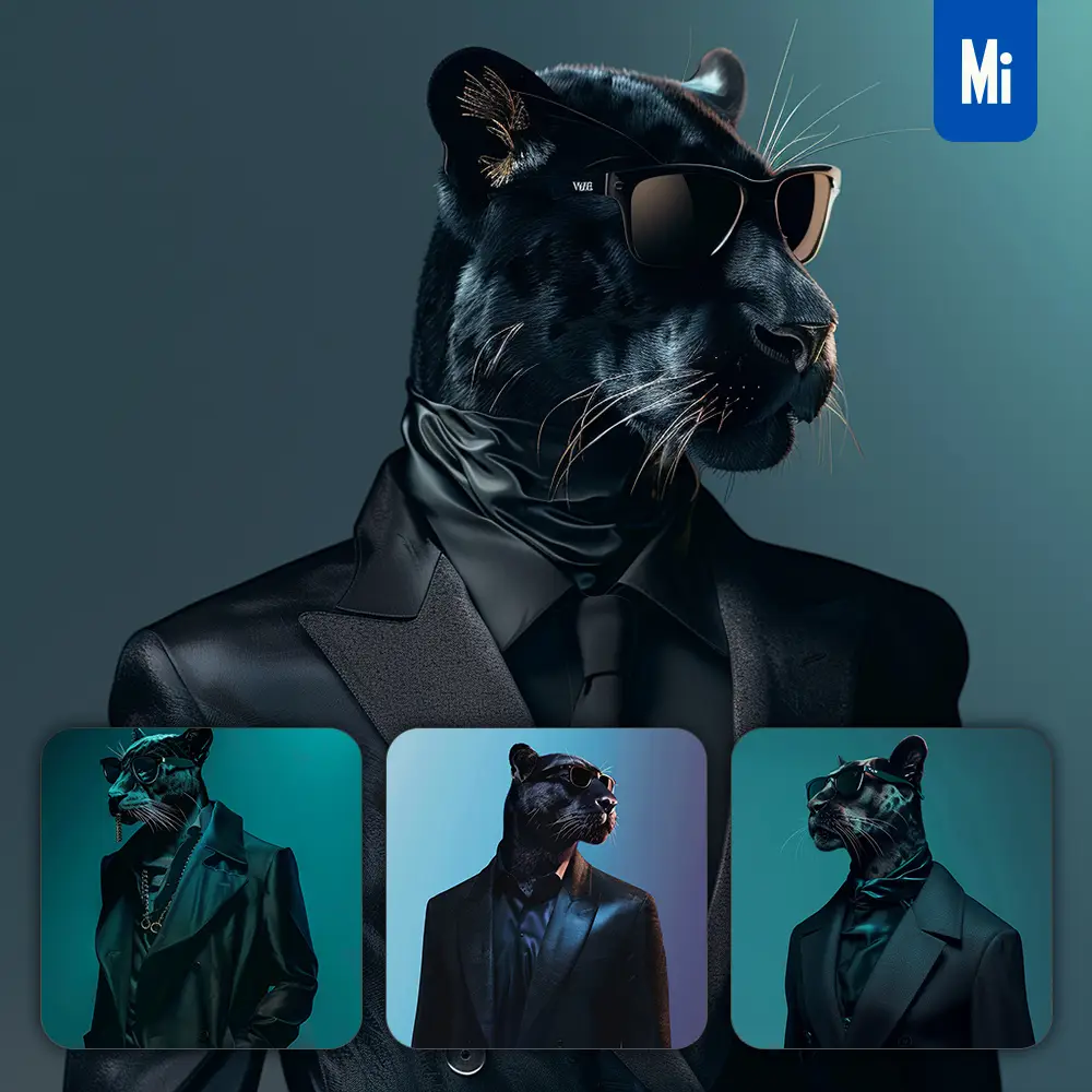 Midjourney Prompt Panther Sunglasses Suit Coat Esquire Fashion Vogue Photography