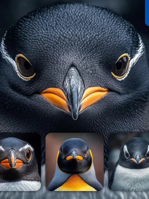 Midjourney Prompt Penguin Eyes Head Straight Face Detailed Close Up Photography