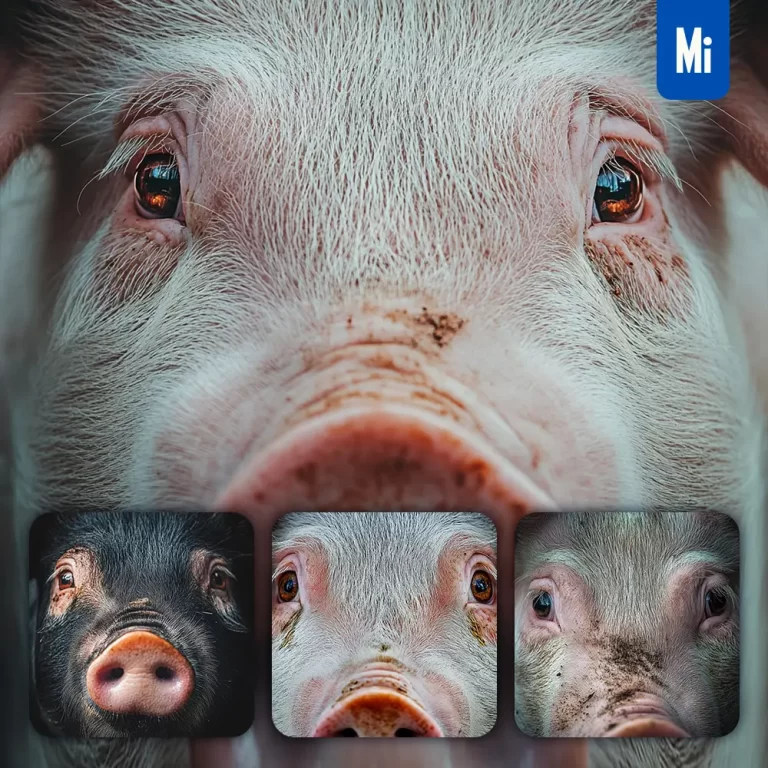 midjourney prompt pig eyes head straight face detailed close up photography