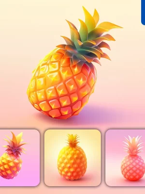 Midjourney Prompt Pineapple 3d Icon Game Cartoon Cute Lovely