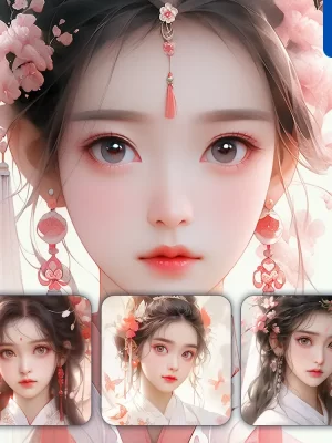 Midjourney Prompt Pink Fairy Chinese Beautiful Asian Woman Girl Lady Face Portrait Animation Cartoon Painting