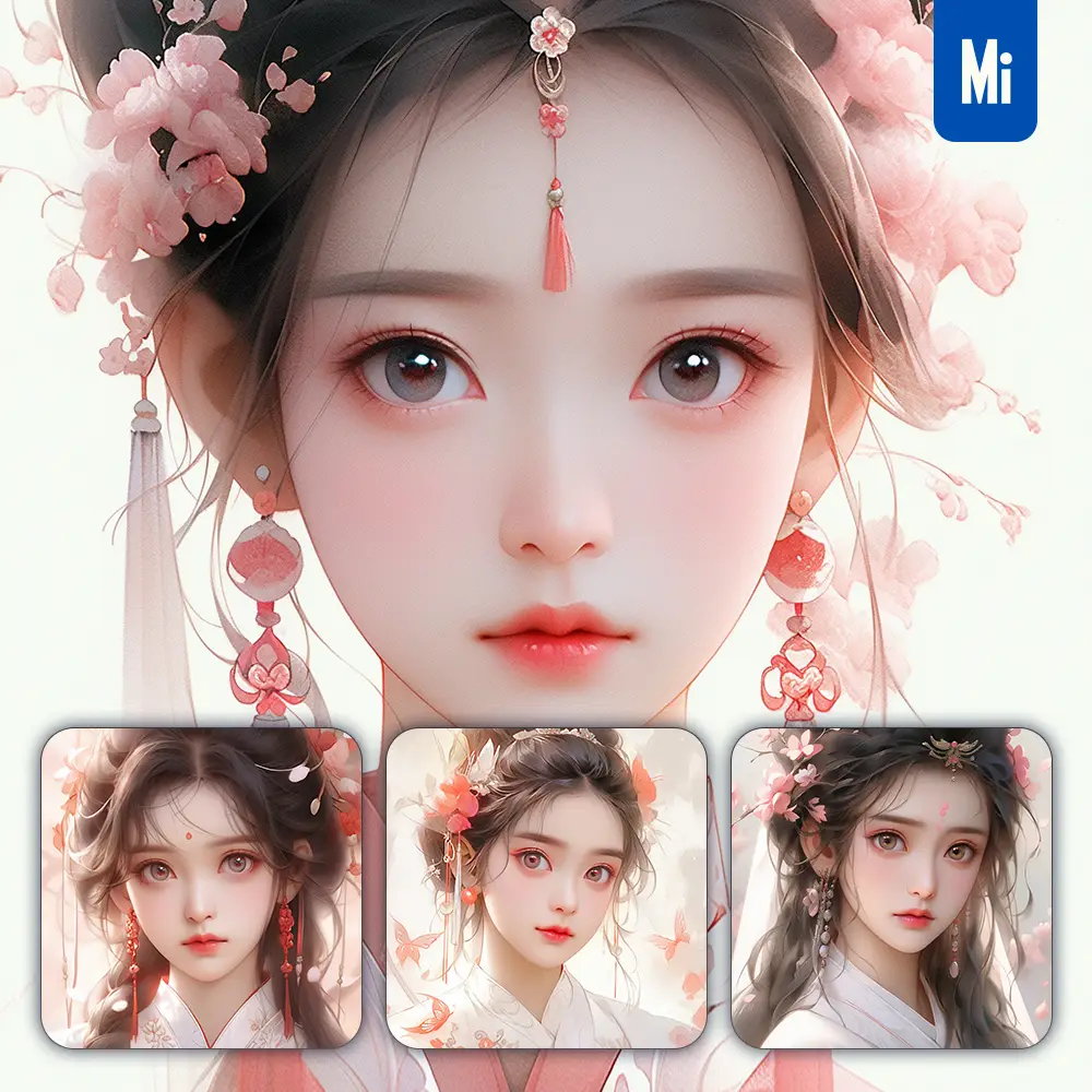 midjourney prompt pink fairy Chinese beautiful Asian woman girl lady face portrait animation cartoon painting