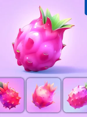 Midjourney Prompt Pitaya 3d Icon Game Cartoon Cute Lovely