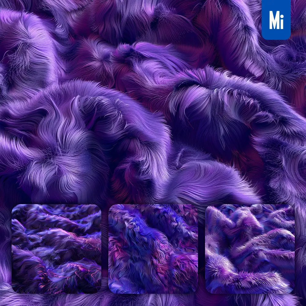 midjourney prompt purple luster soft fur furry fabric plush wavy