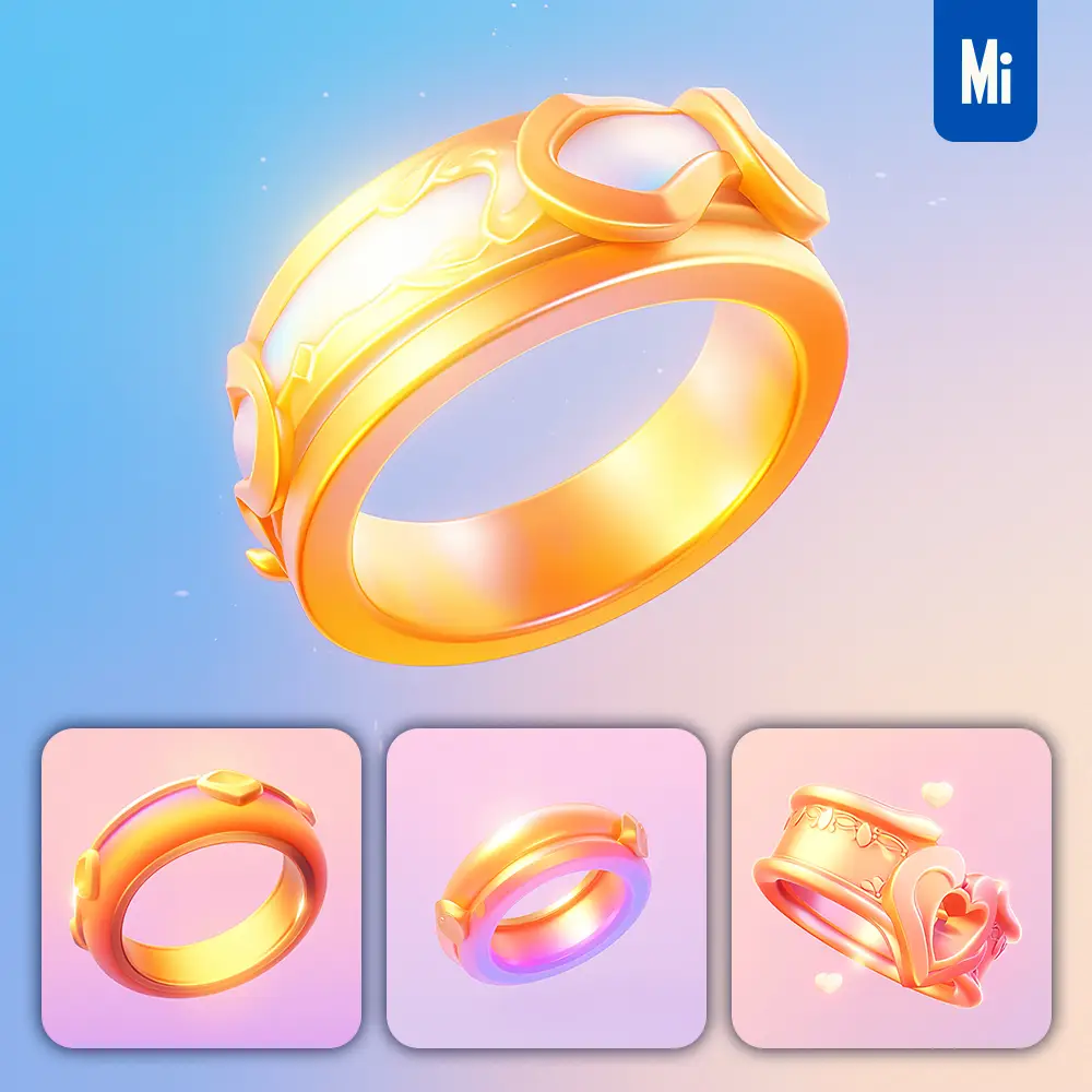 Midjourney Prompt Ring Golden 3d Icon Game Cartoon Cute Lovely