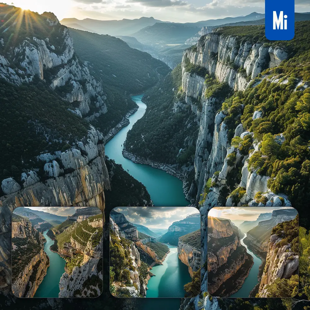 midjourney prompt river cliff canyon water turquoise rock landscape photography