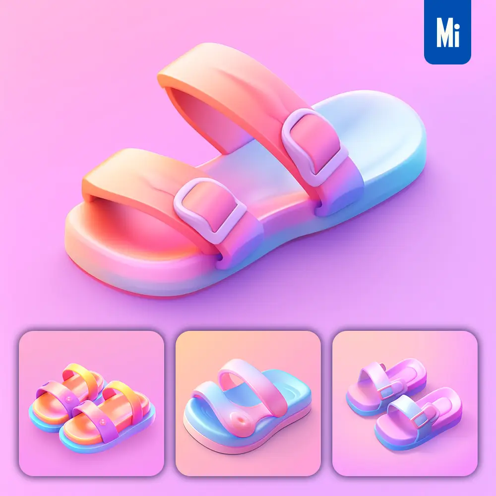 Midjourney Prompt Sandal 3d Icon Game Cartoon Cute Lovely