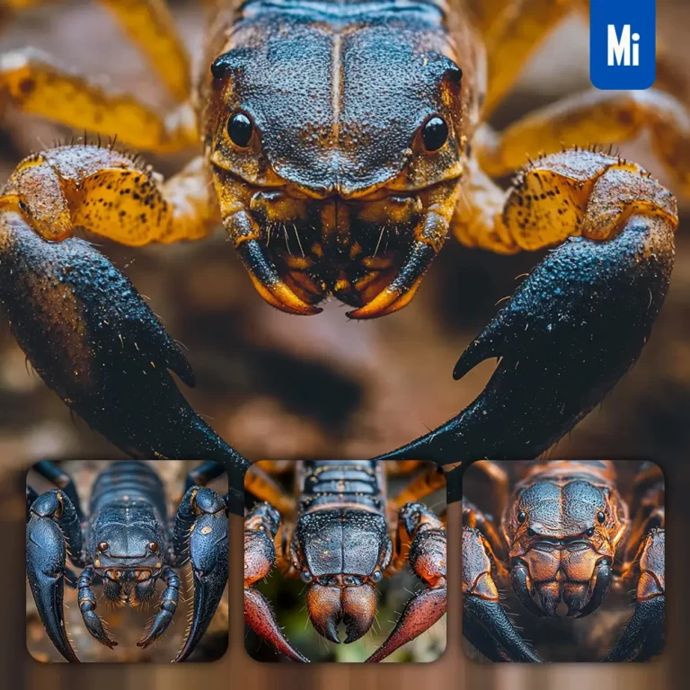 midjourney prompt scorpion claws cheliceraes head eyes detailed close up photography