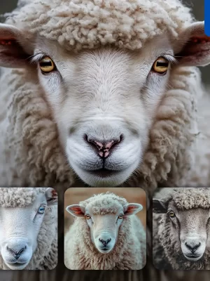 Midjourney Prompt Sheep Head Straight Face Detailed Close Up Photography