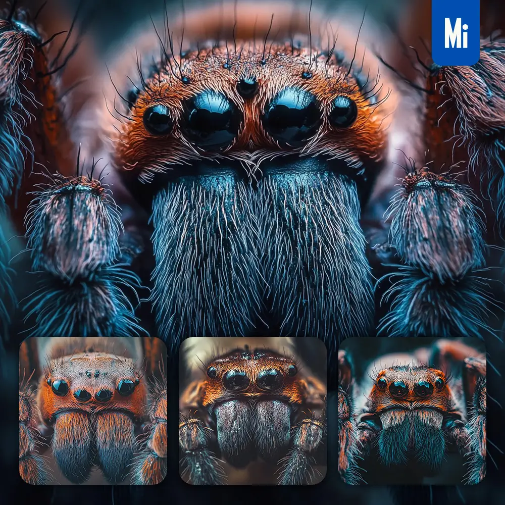 Midjourney Prompt Spider Tarantula Head Detailed Close Up Photography