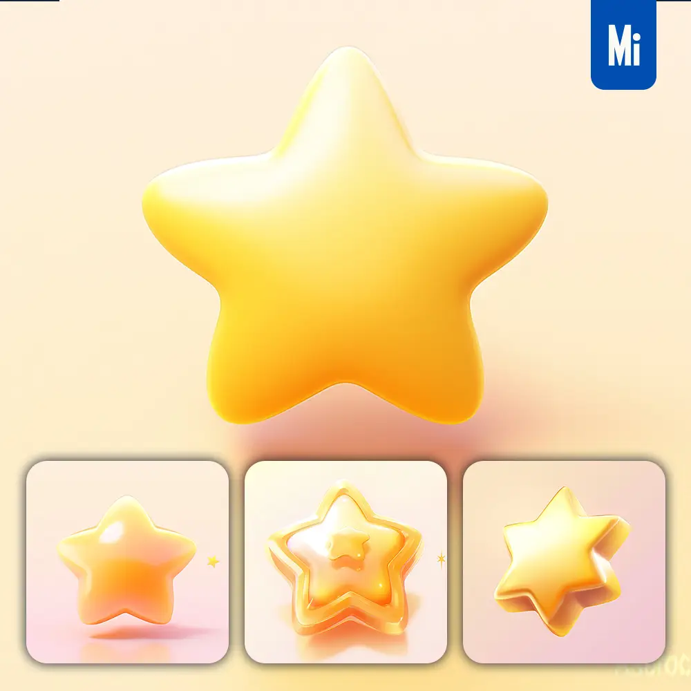 midjourney prompt star 3D icon game cartoon cute lovely golden yellow
