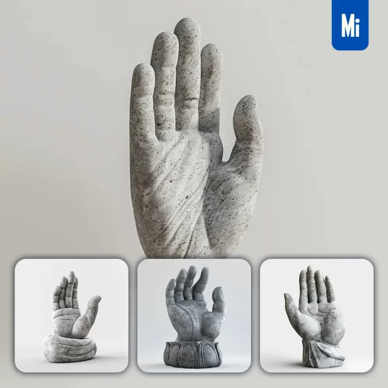 midjourney prompt stone hand smooth Buddha palm photography