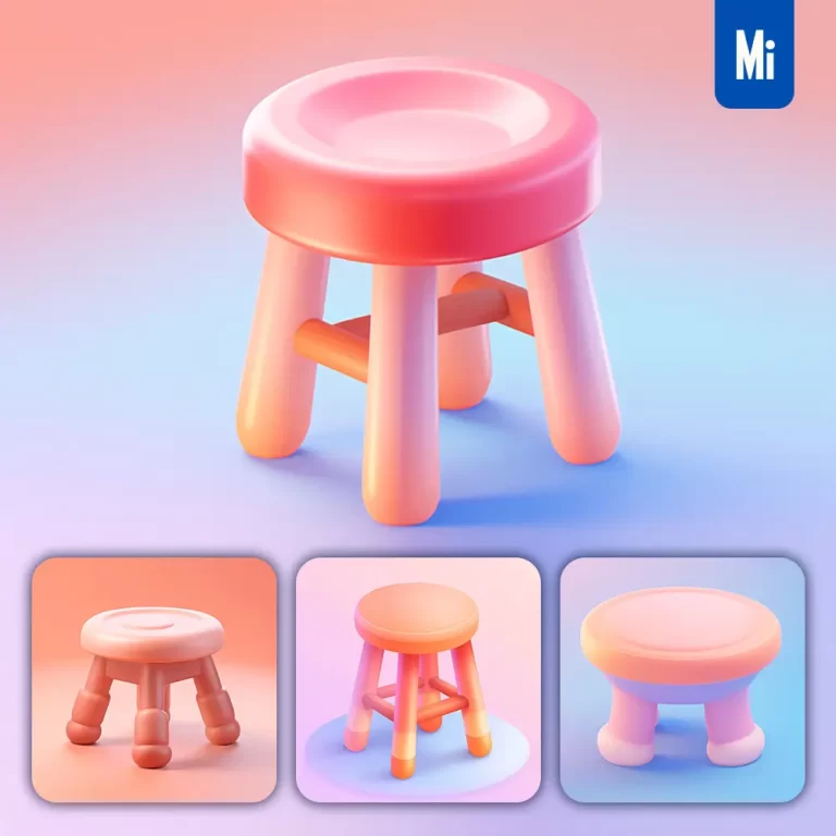 midjourney prompt stool 3D icon game cartoon cute lovely