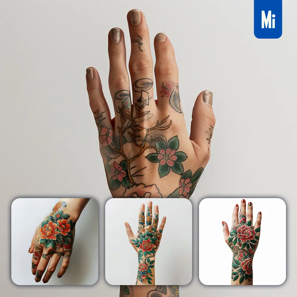 midjourney prompt tattoo hand back man woman human photography