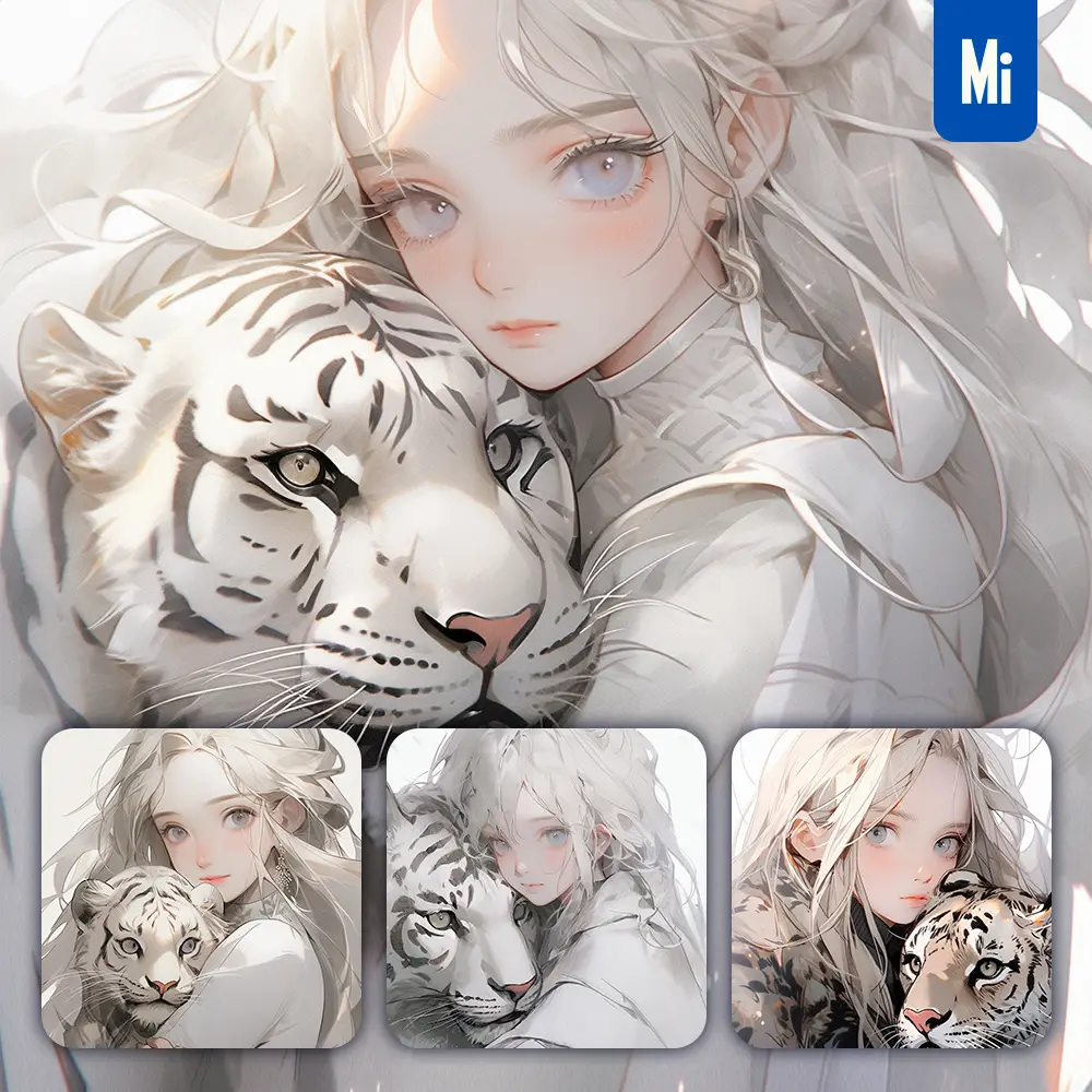 Midjourney Prompt Tiger Beautiful Woman Girl Lady Face Portrait Animation Cartoon Painting