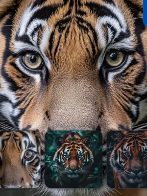 Midjourney Prompt Tiger Head Straight Face Detailed Close Up Photography
